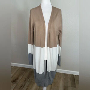 NWOT womens Long khaki Cardigan